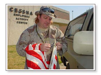 Don putting his flag up 