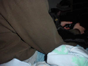  Felix peering from behind Brian's arm.. 