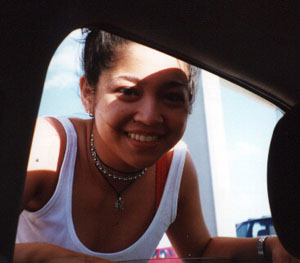  I'm not quite sure if this picture of me was taken on the way there or on the way back home. I do know that we had a lot of fun with this picture. We made it X-rated! LOL! 