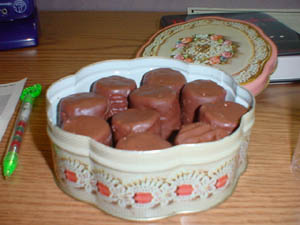  chocolate-covered marshmallows 